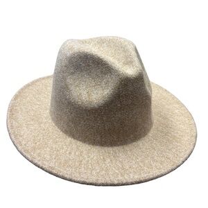 Stylish Tan Fedora Wool and Polyester Blend Hat